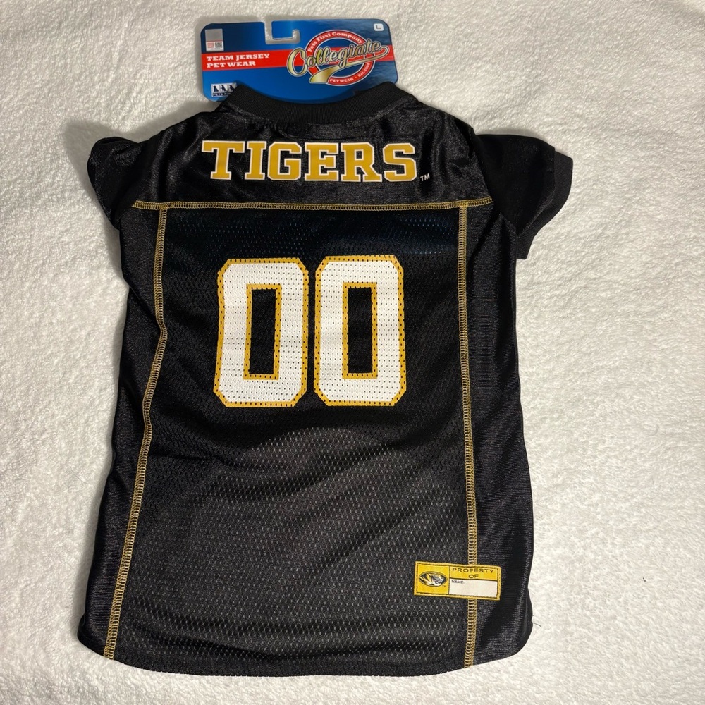 Univ of Missouri PetWear Football Jersey Dogs Sz Lg Black Gold Mizzou TigerNWT